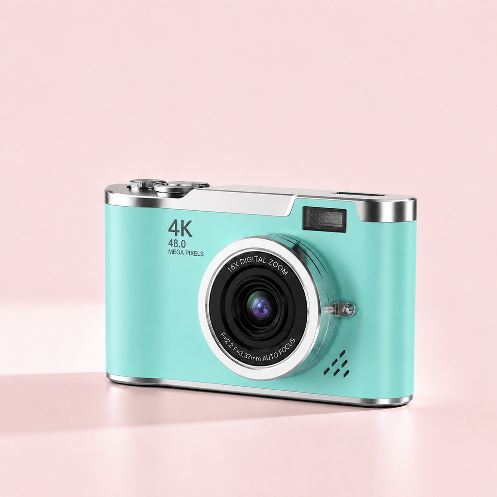 Serolira Compact 4K Camera with Flip Screen, 16X Zoom & Memory Card for Photography & Vlogging