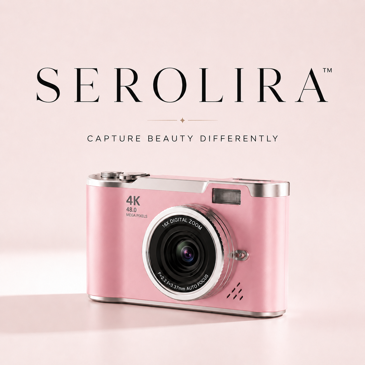 Serolira Compact 4K Camera with Flip Screen, 16X Zoom & Memory Card