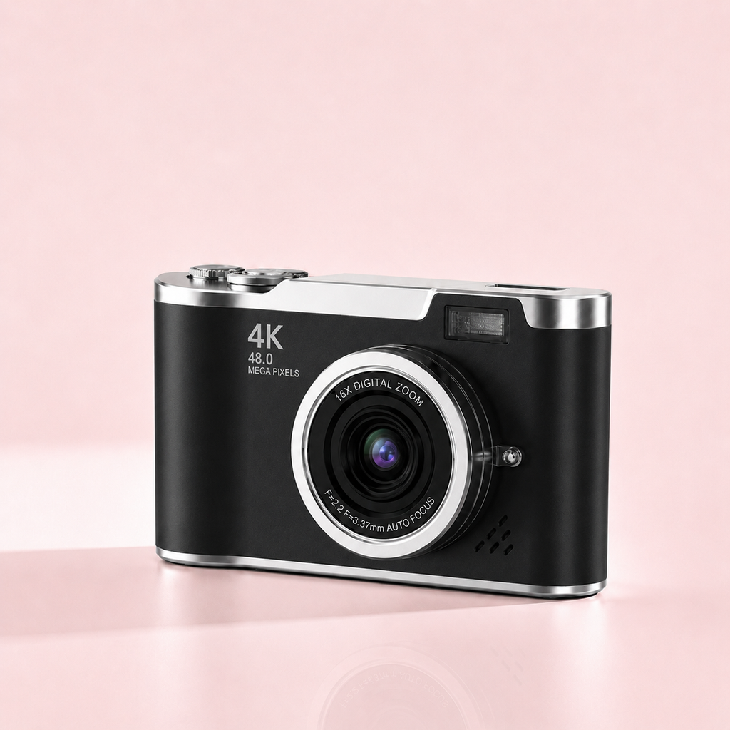 Serolira Compact 4K Camera with Flip Screen, 16X Zoom & Memory Card for Photography & Vlogging